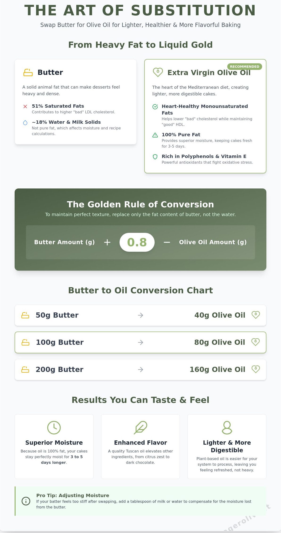 Butter to Oil Conversion: The Ultimate Guide for Healthier Tuscan Baking